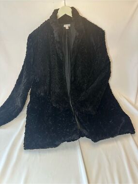 Xhilaration Black Faux Fur Open-Front Teddy Jacket
